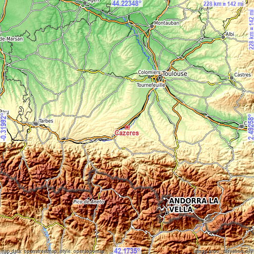 Topographic map of Cazères