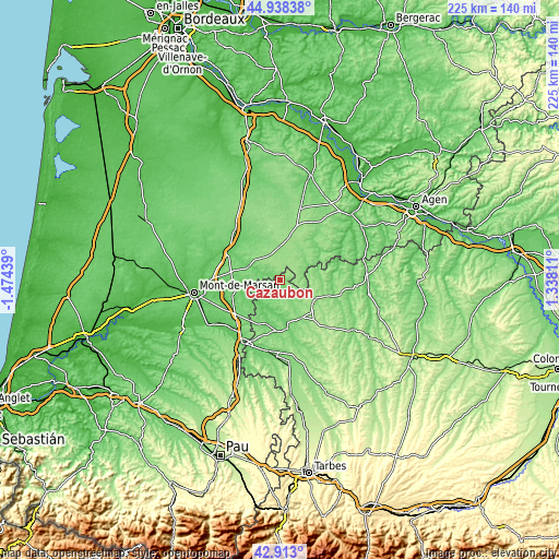 Topographic map of Cazaubon