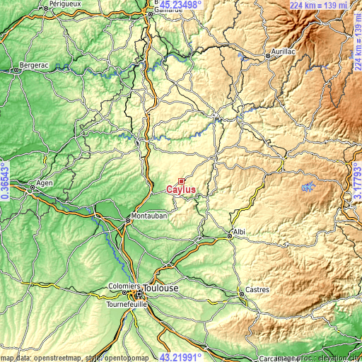 Topographic map of Caylus