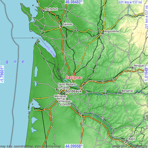 Topographic map of Cavignac