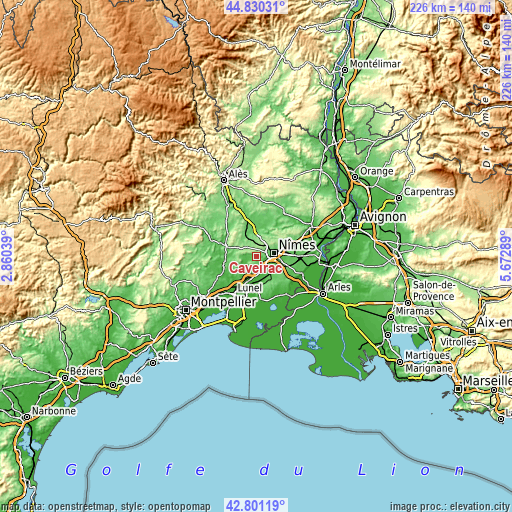 Topographic map of Caveirac
