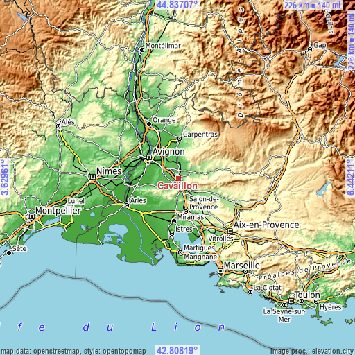 Topographic map of Cavaillon