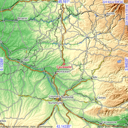 Topographic map of Caussade