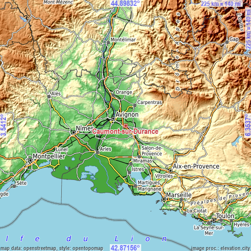 Topographic map of Caumont-sur-Durance