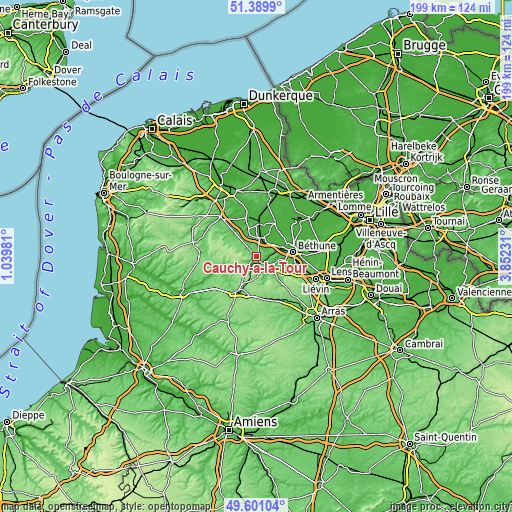 Topographic map of Cauchy-à-la-Tour