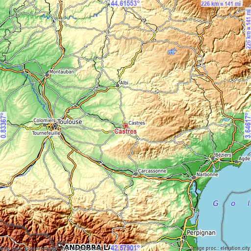 Topographic map of Castres