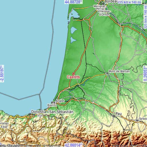 Topographic map of Castets