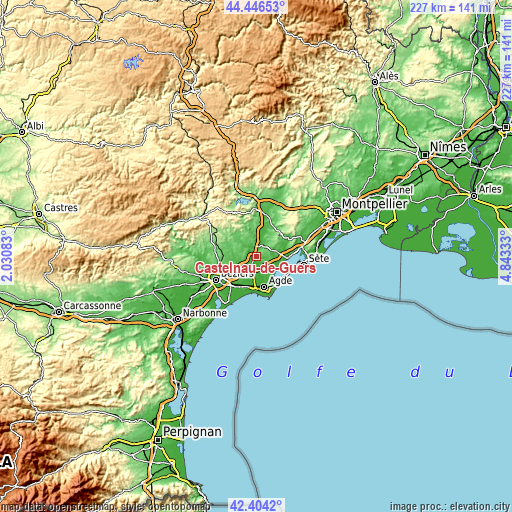 Topographic map of Castelnau-de-Guers