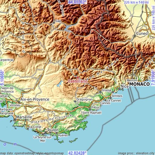 Topographic map of Castellane