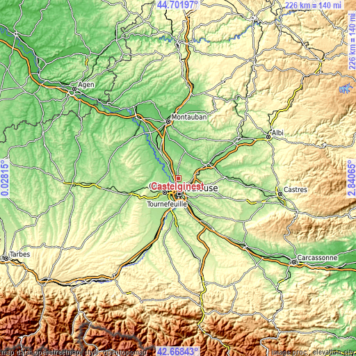 Topographic map of Castelginest