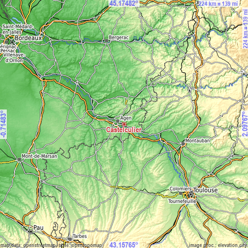 Topographic map of Castelculier