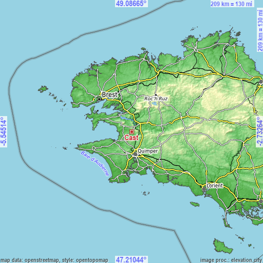 Topographic map of Cast