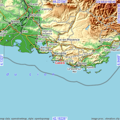 Topographic map of Cassis