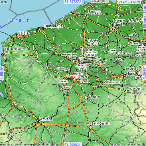 Topographic map of Carvin