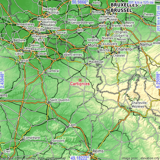 Topographic map of Cartignies