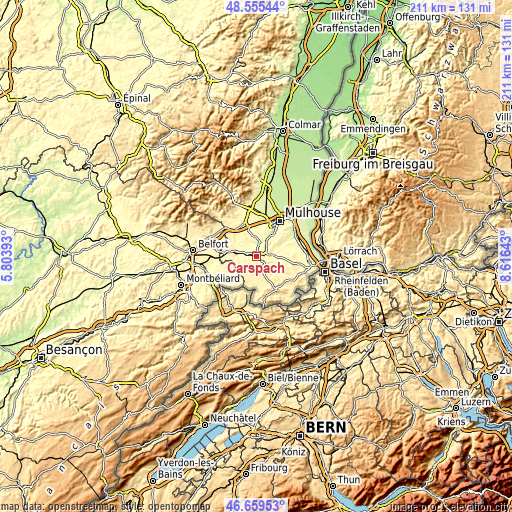 Topographic map of Carspach