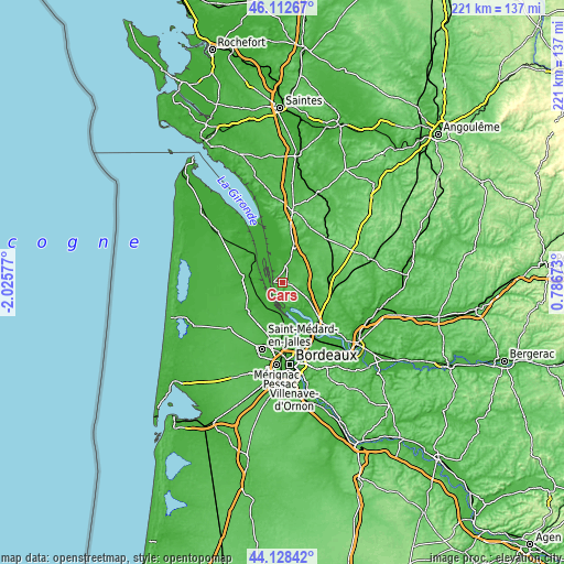 Topographic map of Cars