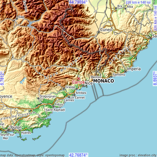 Topographic map of Carros