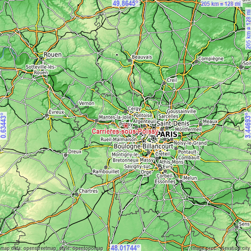 Topographic map of Carrières-sous-Poissy