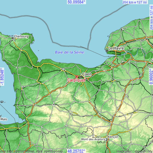 Topographic map of Carpiquet