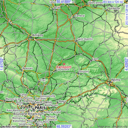 Topographic map of Carlepont