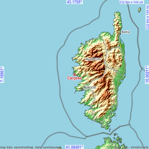 Topographic map of Cargèse