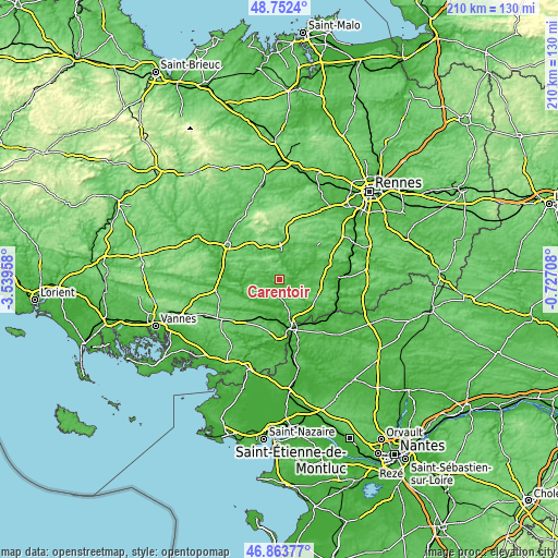 Topographic map of Carentoir