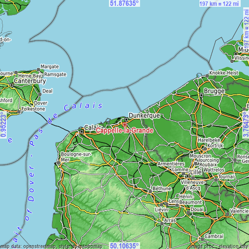 Topographic map of Cappelle-la-Grande