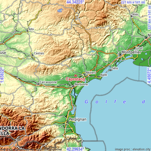 Topographic map of Capestang