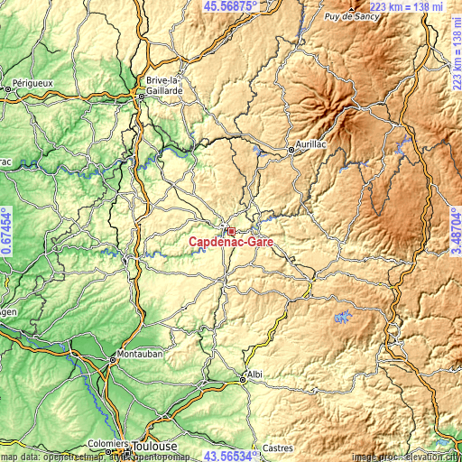 Topographic map of Capdenac-Gare