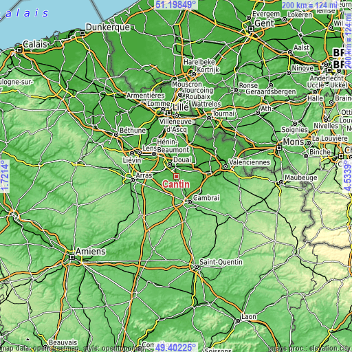 Topographic map of Cantin