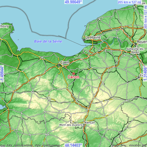 Topographic map of Canon