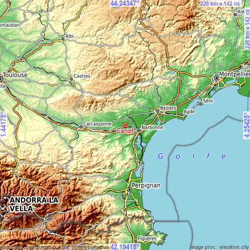 Topographic map of Canet