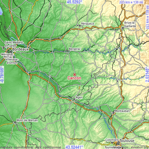 Topographic map of Cancon