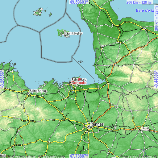 Topographic map of Cancale