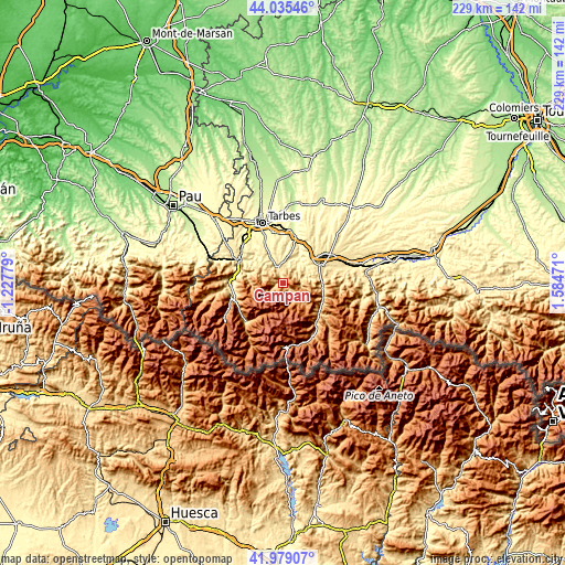 Topographic map of Campan