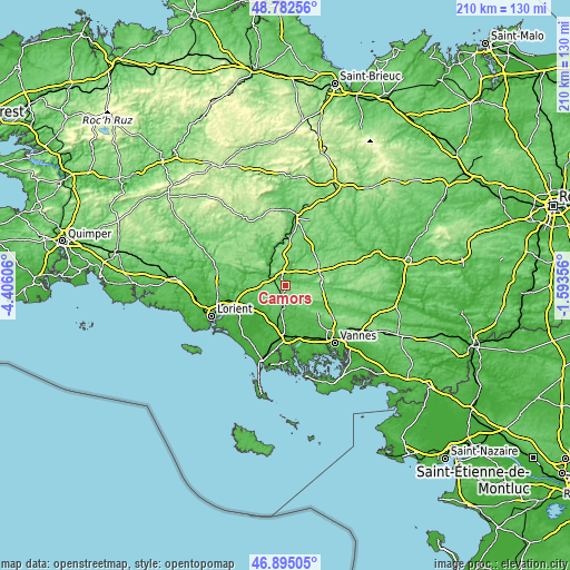 Topographic map of Camors