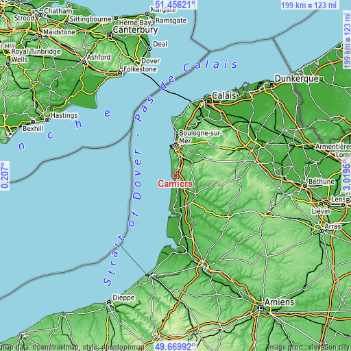 Topographic map of Camiers