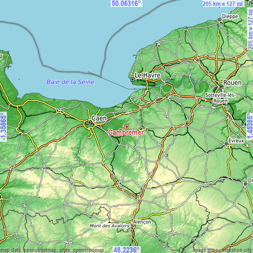 Topographic map of Cambremer