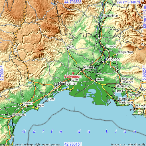 Topographic map of Calvisson