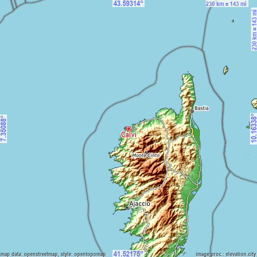 Topographic map of Calvi