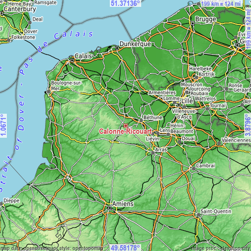 Topographic map of Calonne-Ricouart