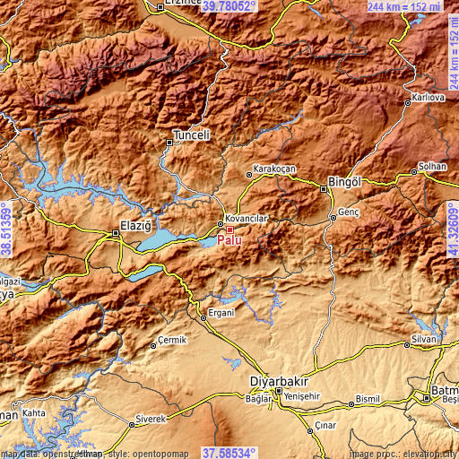 Topographic map of Palu