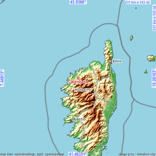 Topographic map of Calenzana