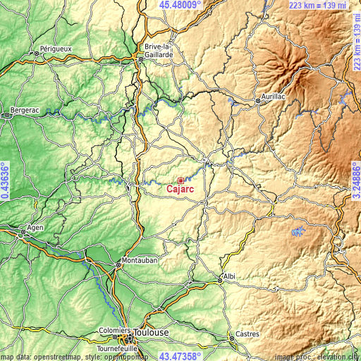 Topographic map of Cajarc