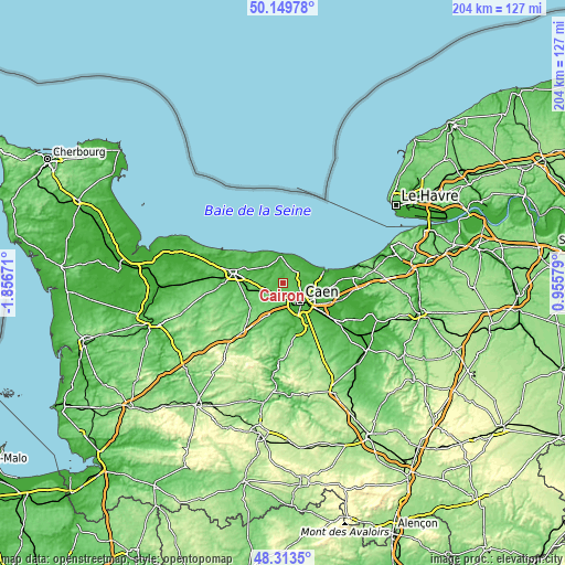 Topographic map of Cairon