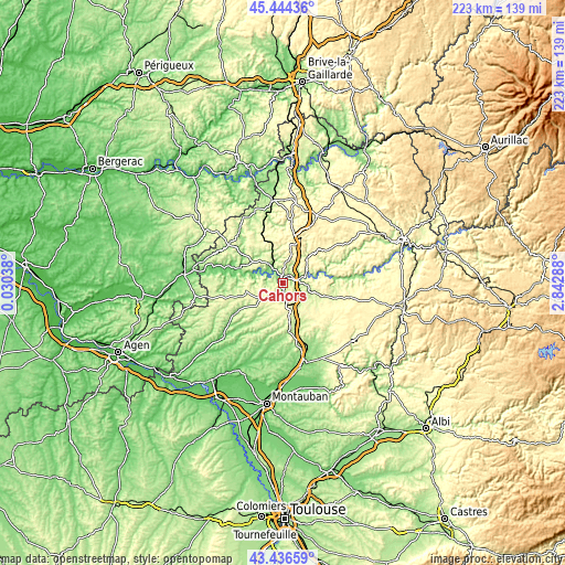 Topographic map of Cahors