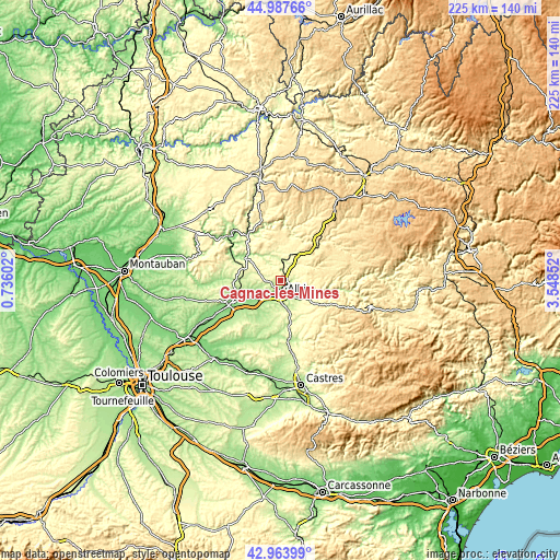 Topographic map of Cagnac-les-Mines