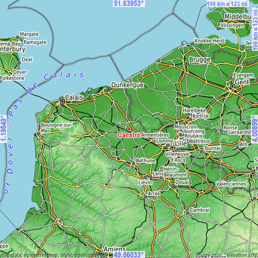 Topographic map of Caëstre