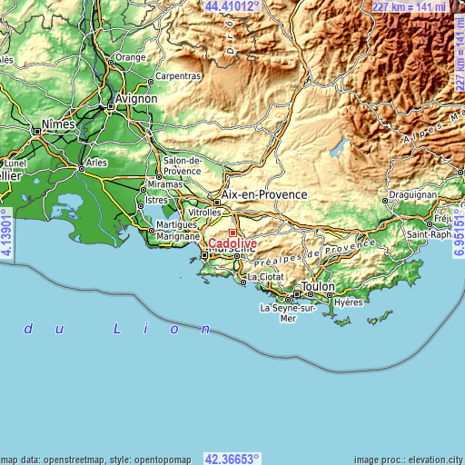 Topographic map of Cadolive